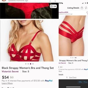 Black Strappy Women's Bra and Thong Set